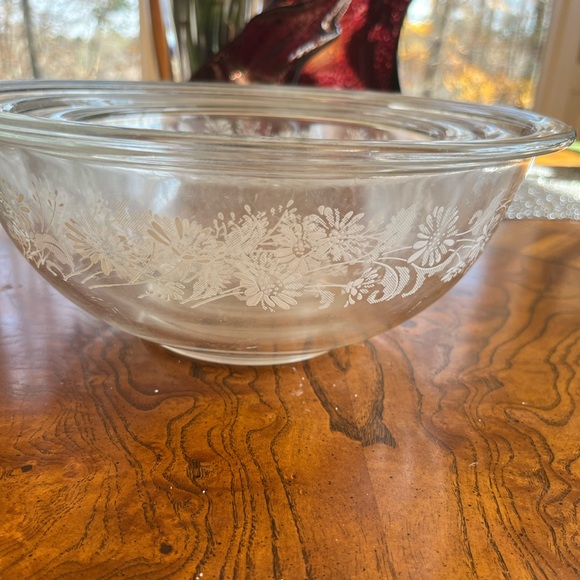 Vintage Pyrex Colonial Mist Daisy Floral Set of 3 Nesting Bowls Clear glass GUC - Picture 3 of 10